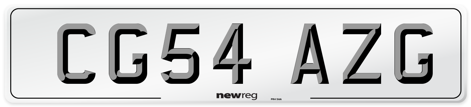 CG54 AZG Number Plate from New Reg
